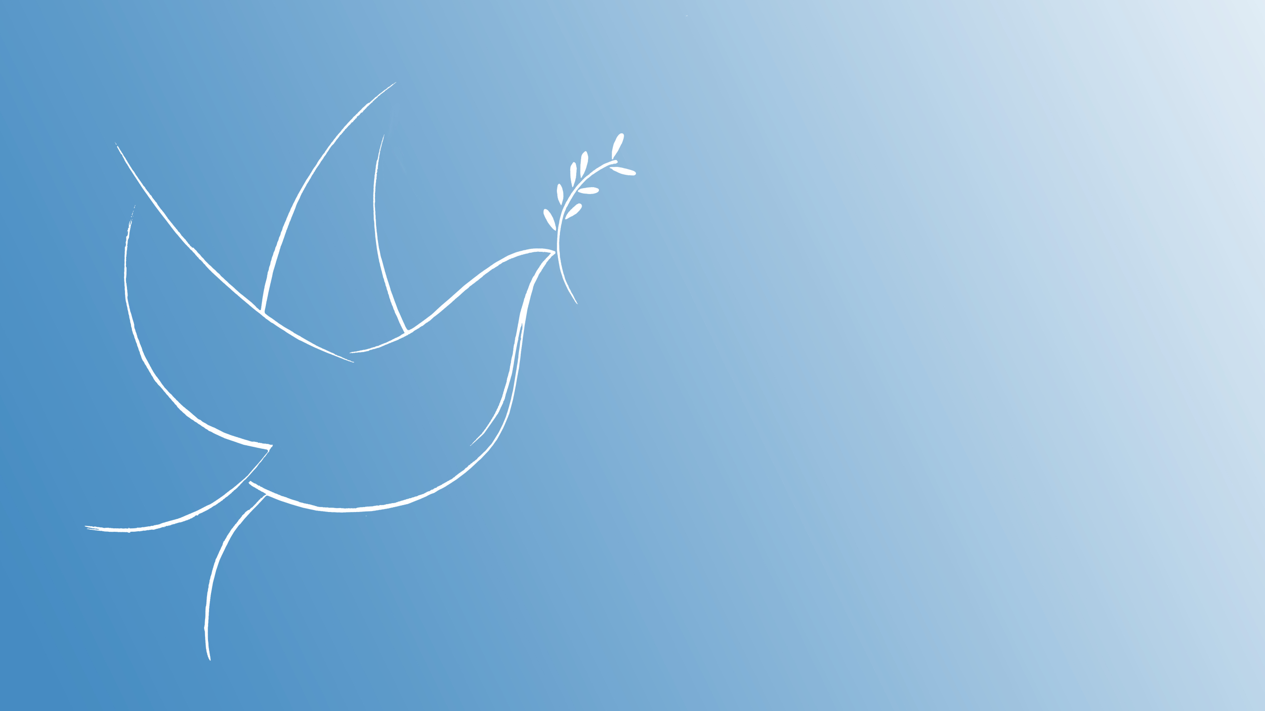 Stylized drawing of a flying dove with olive leaves, a symbol of